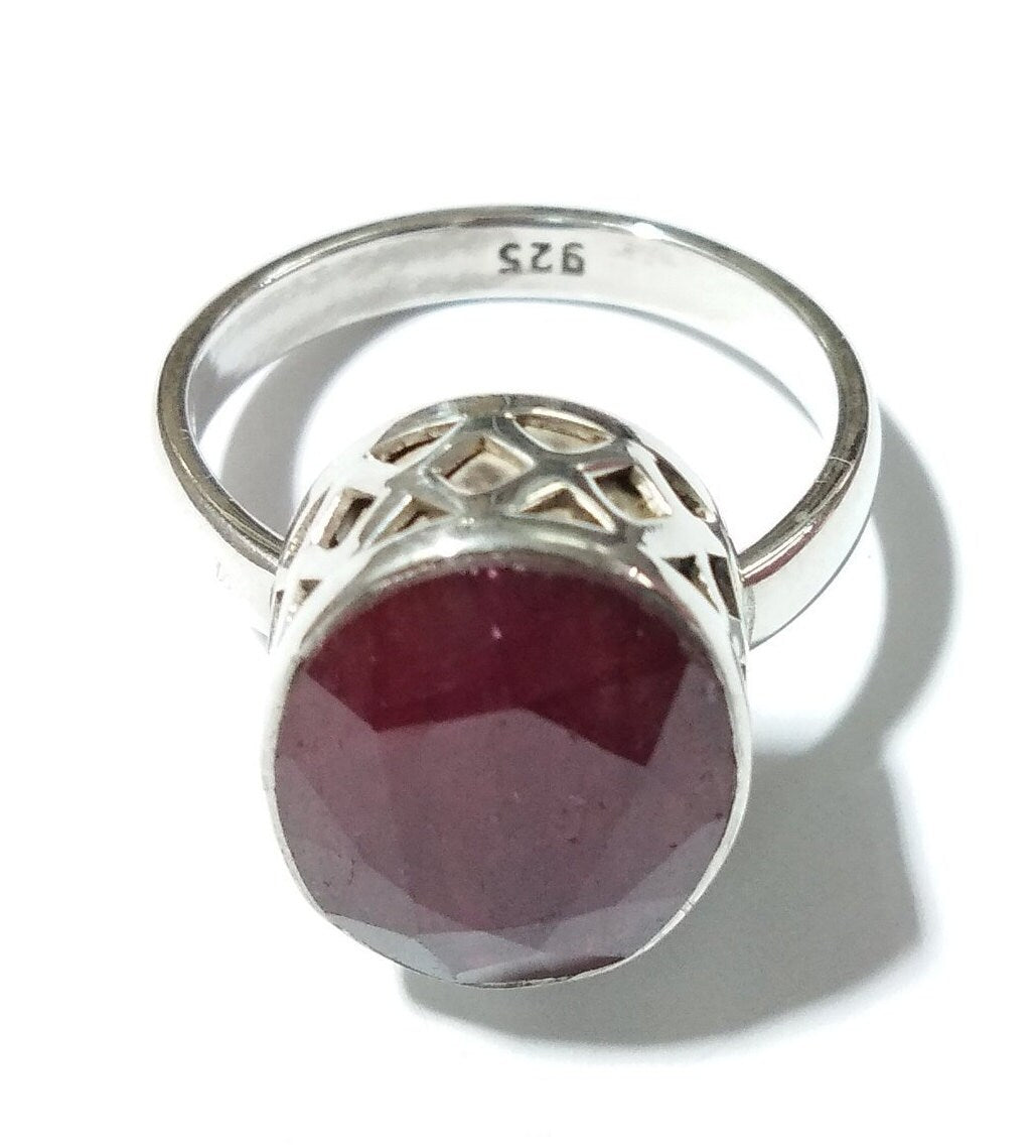 Natural Gemstone Ruby Faceted Rings, 925 Starling Silver Ring, Very Beautiful Stylish Rings, Gift Item Anniversary & Wedding For Girls/Woman